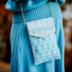 Handcrafted Sky Blue Cotton Clutch Bag with Mirror Work